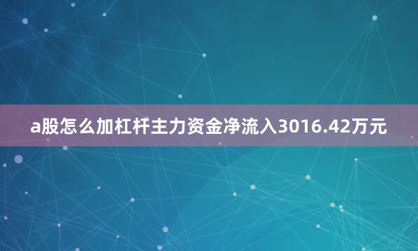 a股怎么加杠杆主力资金净流入3016.42万元